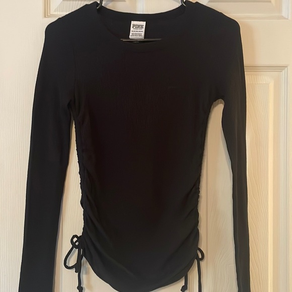 PINK Victoria's Secret Tops - NWOT PINK VS black long sleeve with ties XS